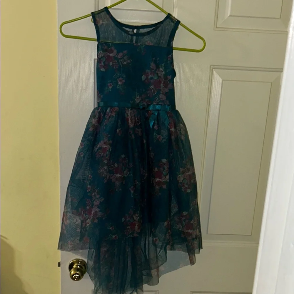 Floral Blue/green and Red Lace Kids Dresses - Picture 5 of 11
